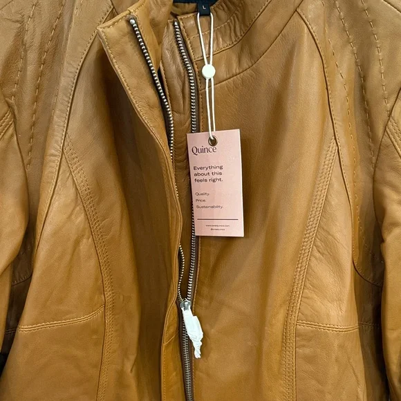 Quince Women's Stand Collar Leather Jacket - Picture 4 of 12